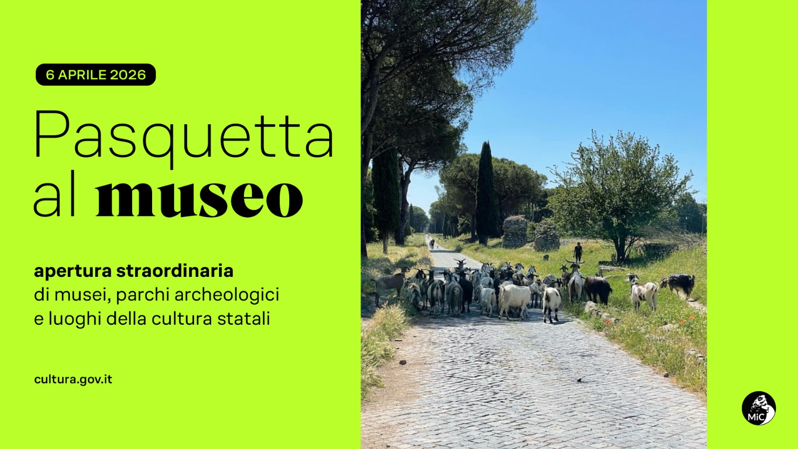 Siti del Parco Archeologico dell'Appia Antica aperti a Pasquetta | 6 aprile 2026
